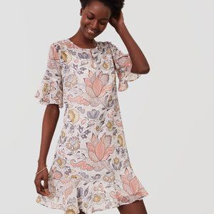 Loft Shimmer Floral Flounce Dress